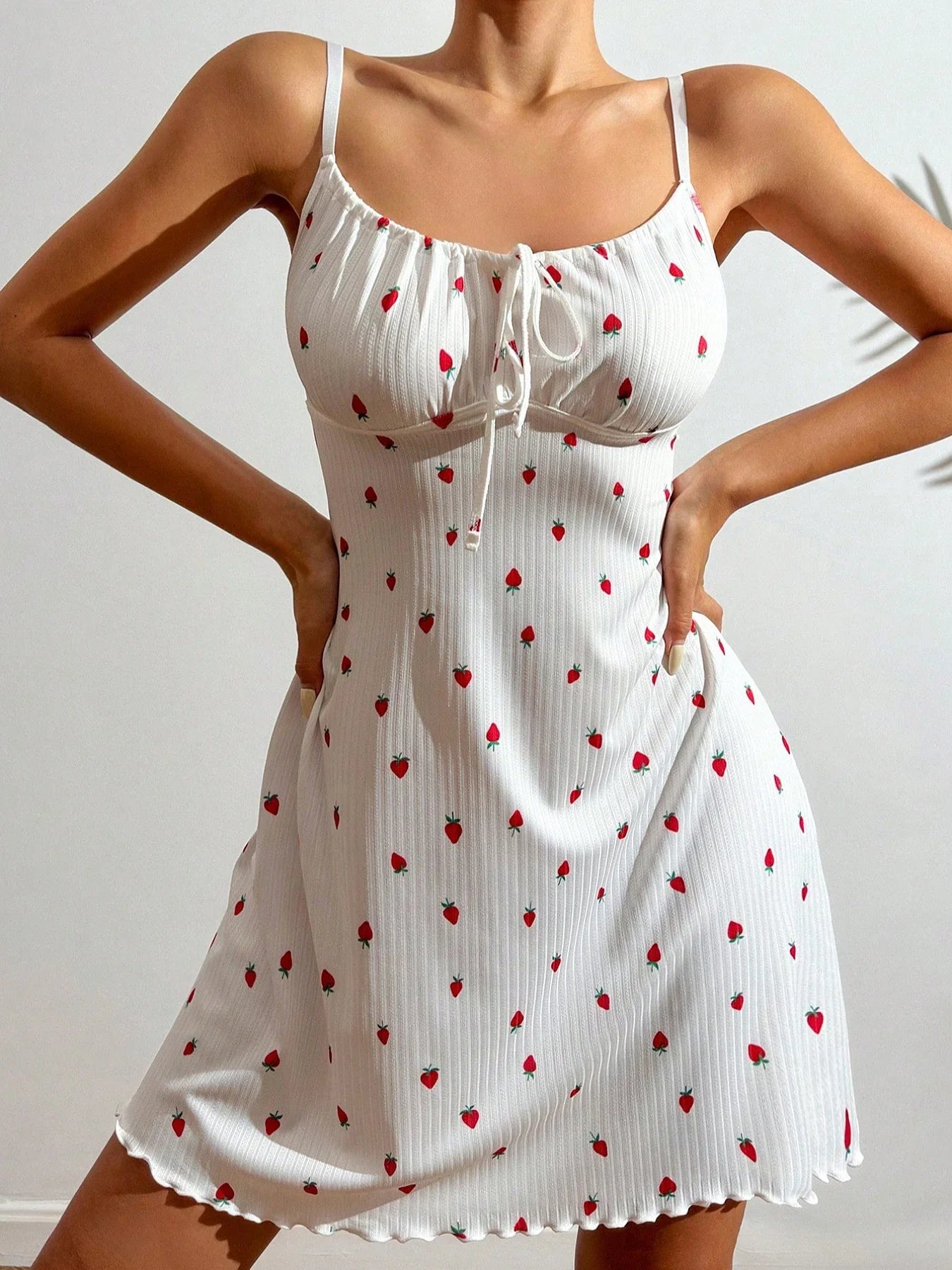 Nightdress Night Gown Heart Printed Halter Neck Pajamas Mini Dress Casual Sleepshirts Nightdress Sleepwear