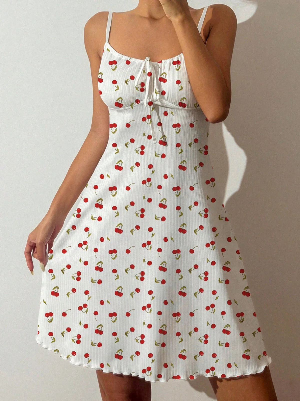 Nightdress Night Gown Heart Printed Halter Neck Pajamas Mini Dress Casual Sleepshirts Nightdress Sleepwear