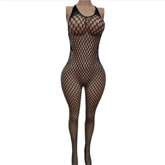 One-Piece Net Stockings Back Hollow Elastic Bodysuit Uni