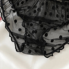 Summer Clothing Seductive Sheer Polka Dot Dreamy Lingerie 2 Pieces Off-Shoulder Seduce Bralette Erotic Tops Panties