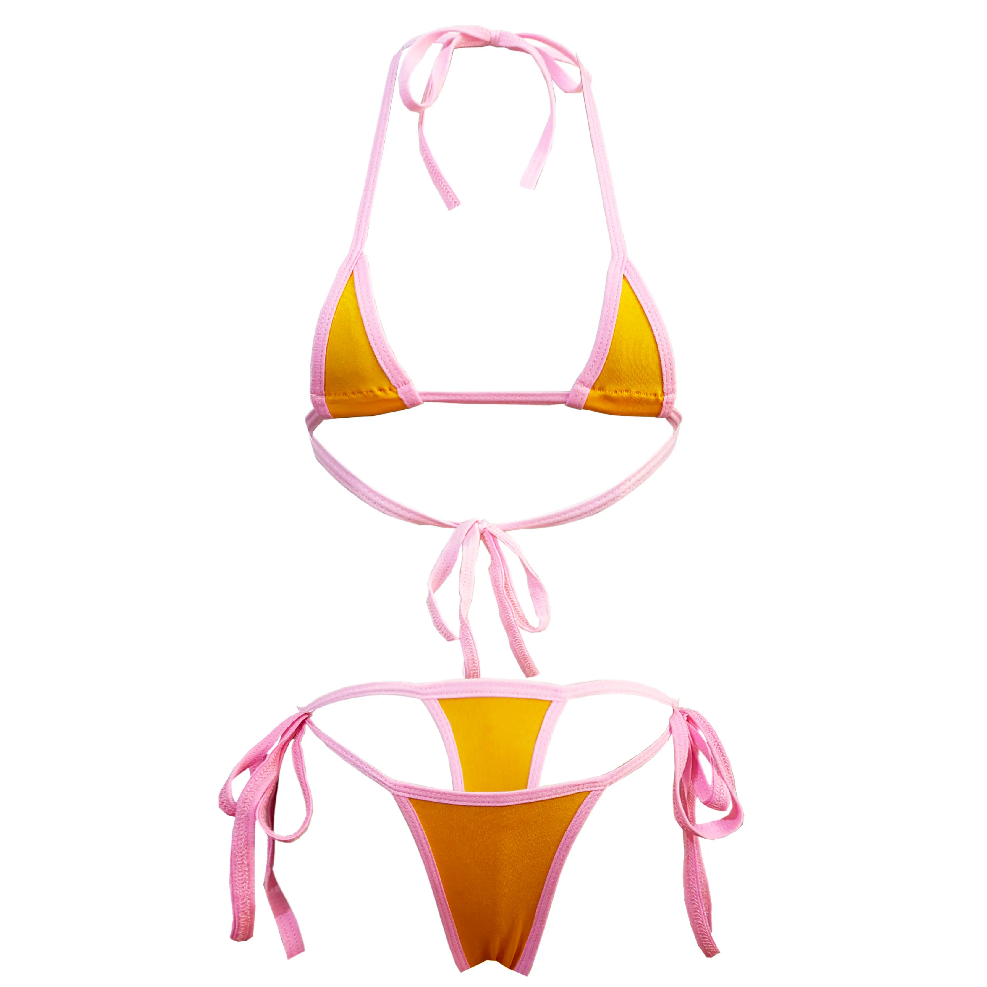 bikini lingerie bra and panties swimwear with tie T-back and multi-colour strap bra swimsuit set