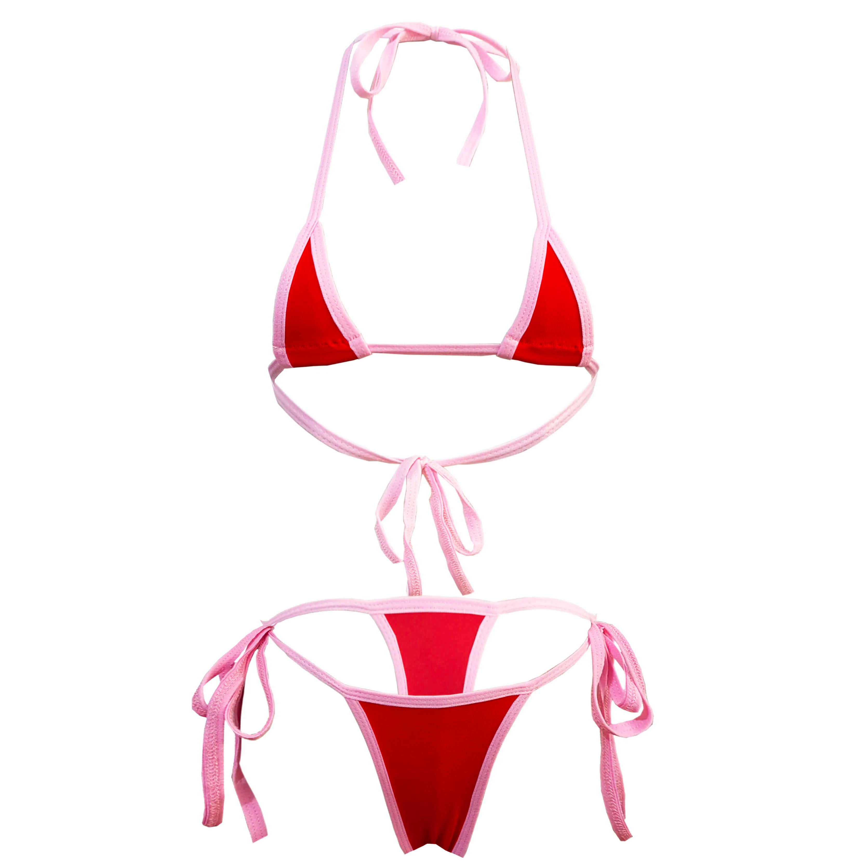 bikini lingerie bra and panties swimwear with tie T-back and multi-colour strap bra swimsuit set