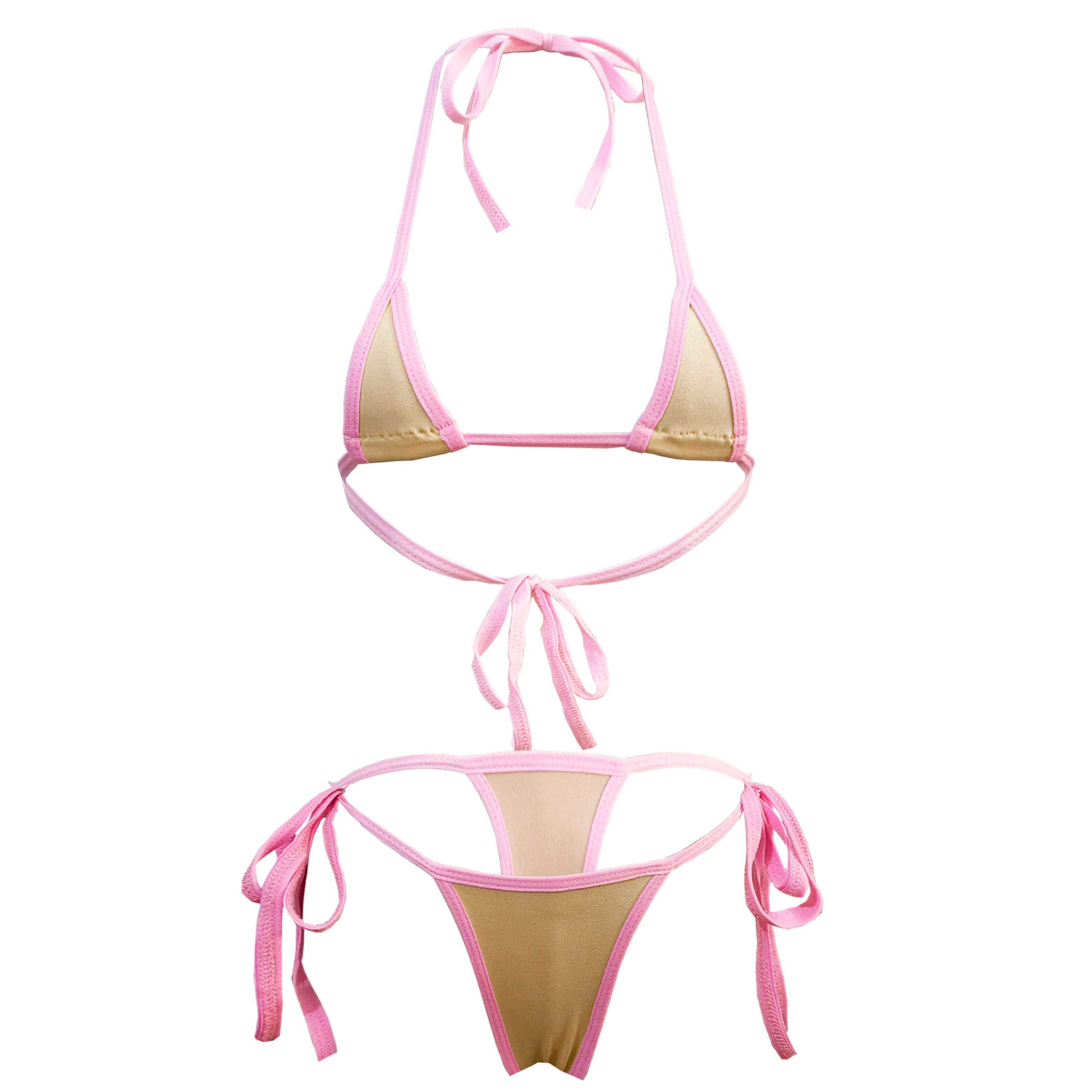 bikini lingerie bra and panties swimwear with tie T-back and multi-colour strap bra swimsuit set