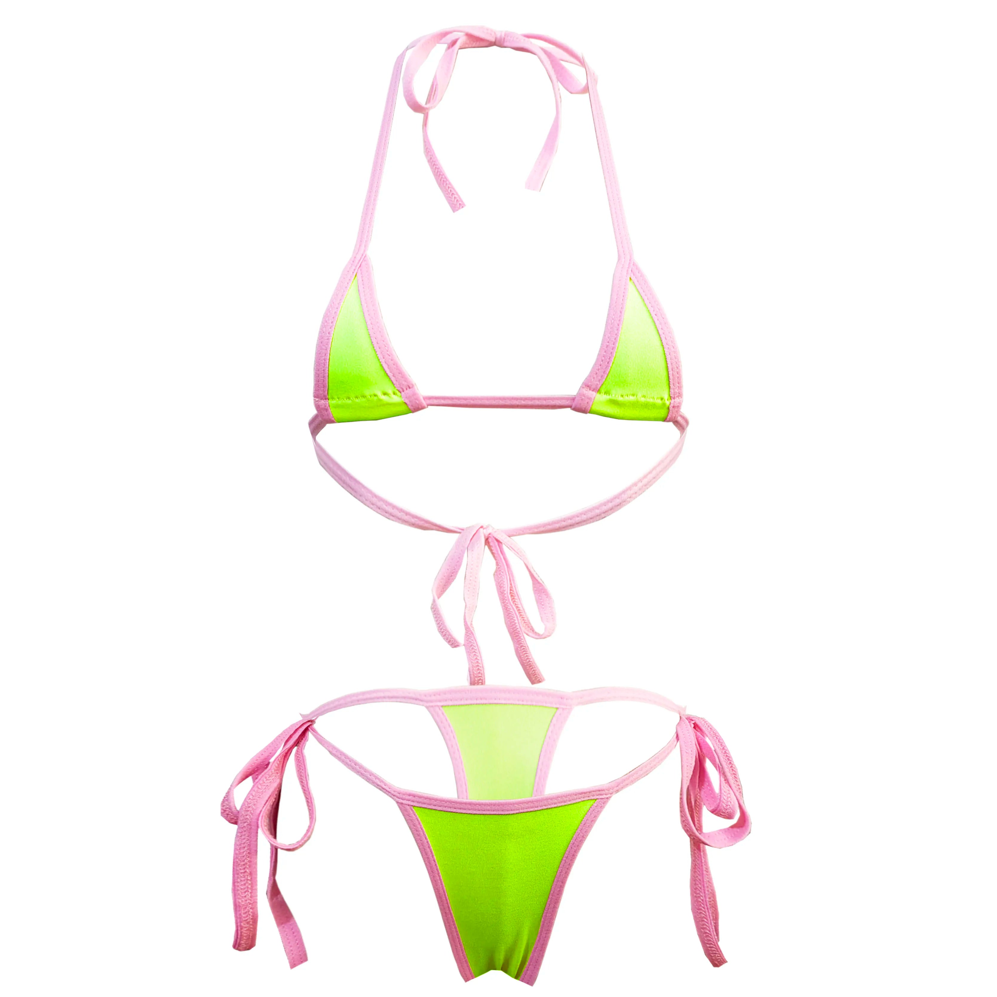 bikini lingerie bra and panties swimwear with tie T-back and multi-colour strap bra swimsuit set