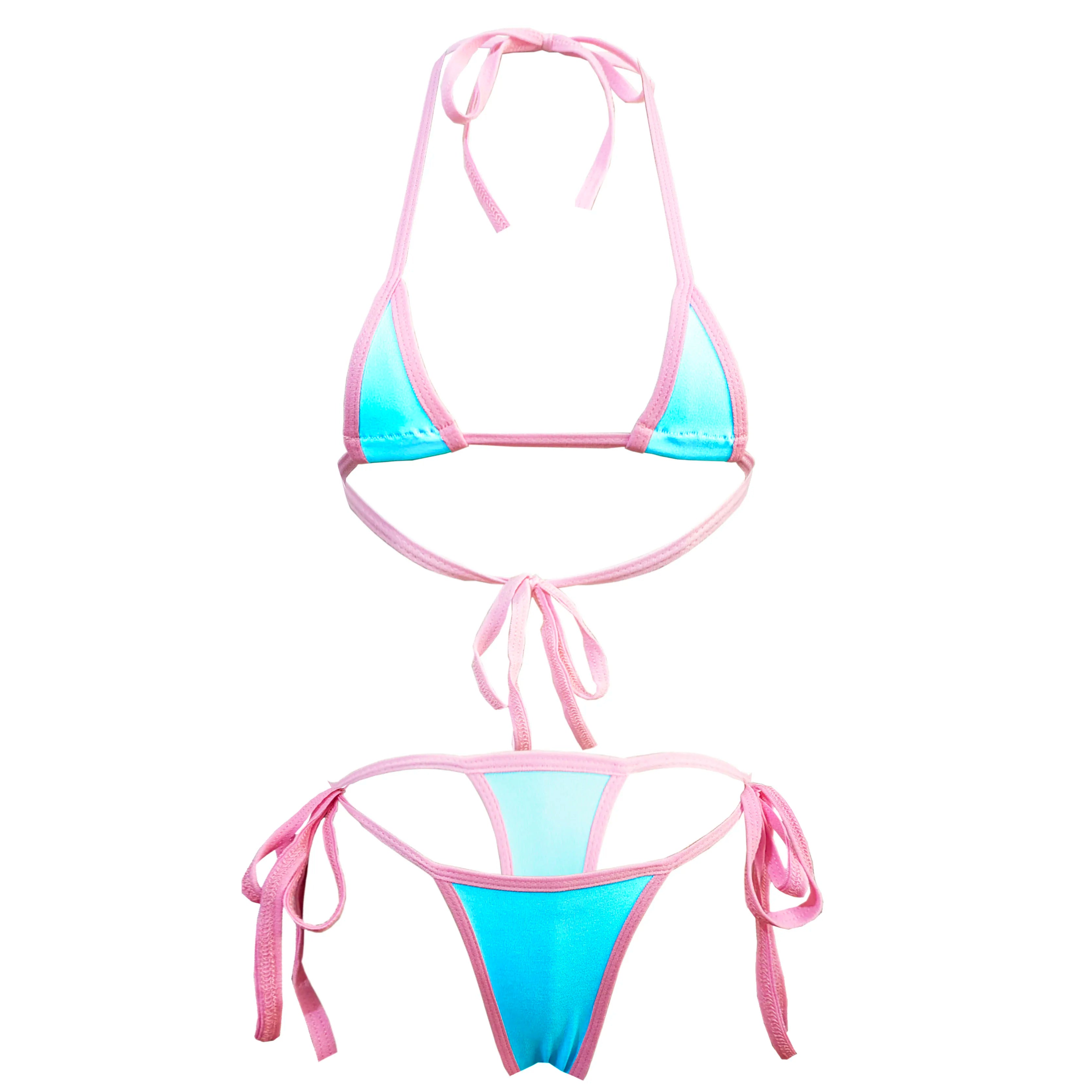 bikini lingerie bra and panties swimwear with tie T-back and multi-colour strap bra swimsuit set