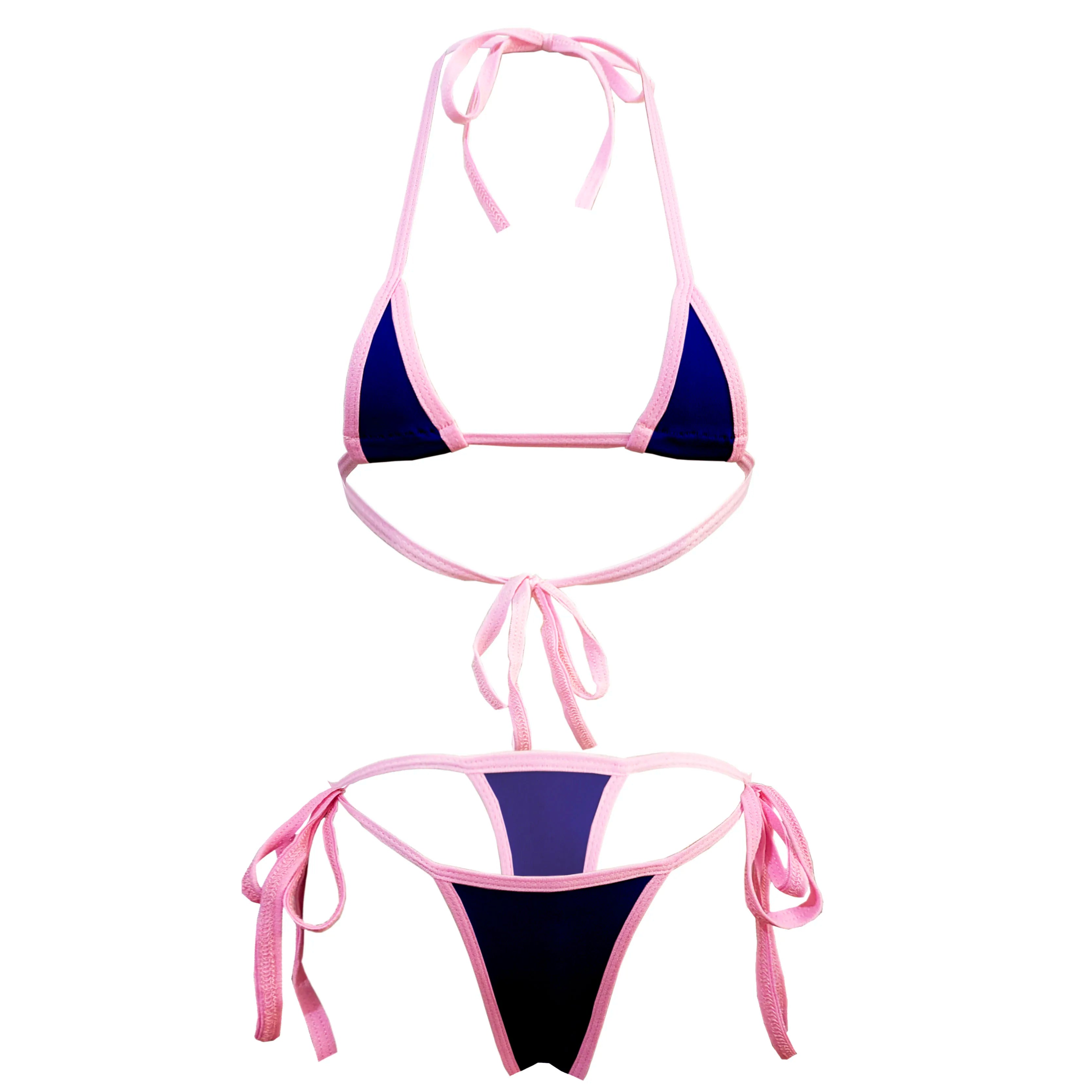 bikini lingerie bra and panties swimwear with tie T-back and multi-colour strap bra swimsuit set