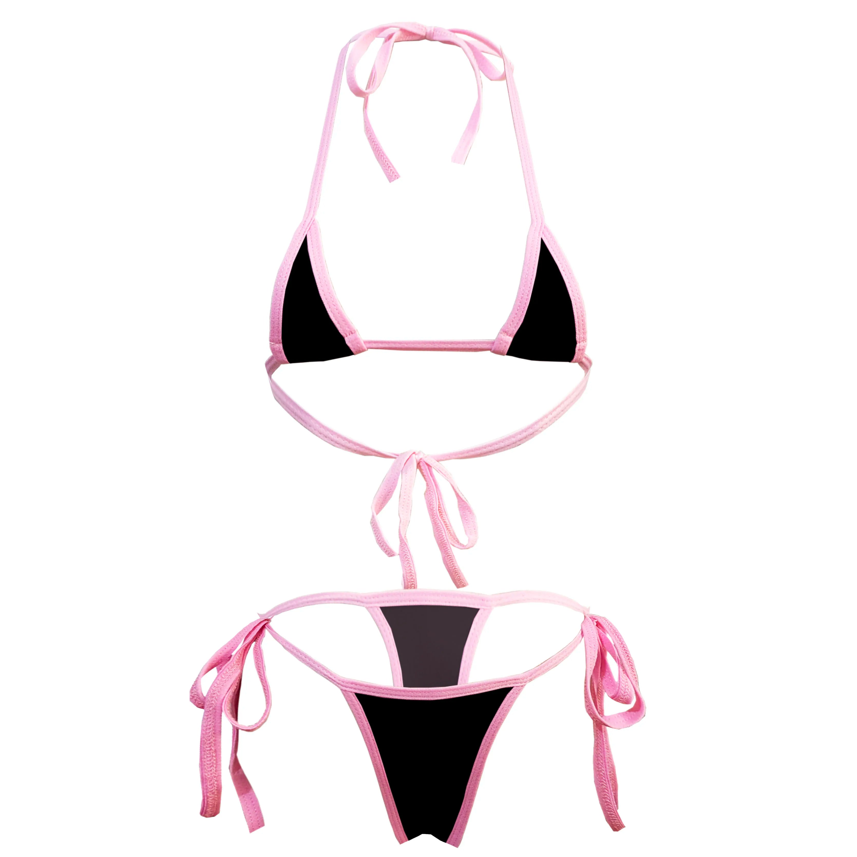 bikini lingerie bra and panties swimwear with tie T-back and multi-colour strap bra swimsuit set