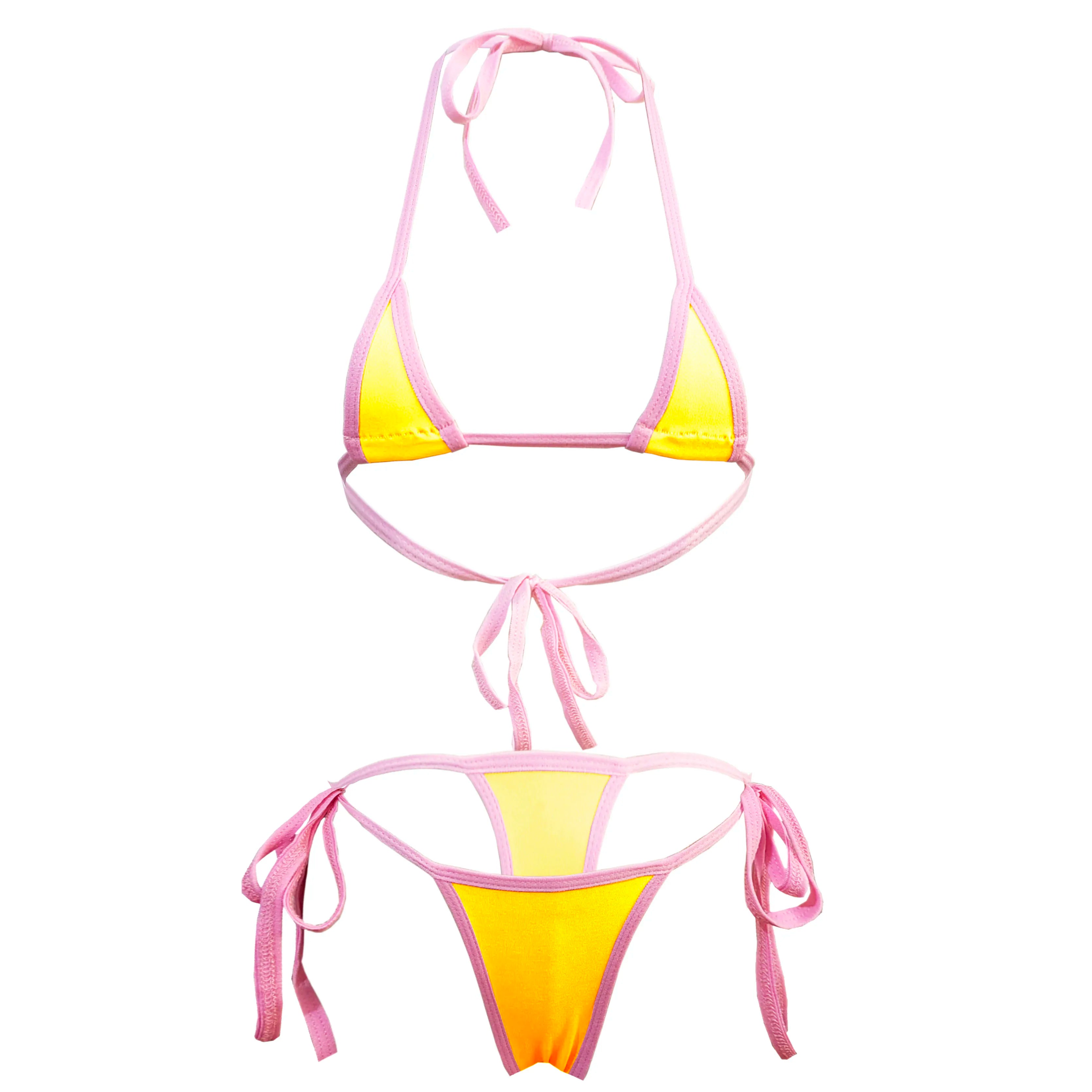 bikini lingerie bra and panties swimwear with tie T-back and multi-colour strap bra swimsuit set