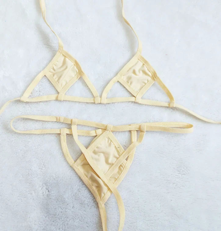 bikini diamond hollow colorful bra and panty swimwear set