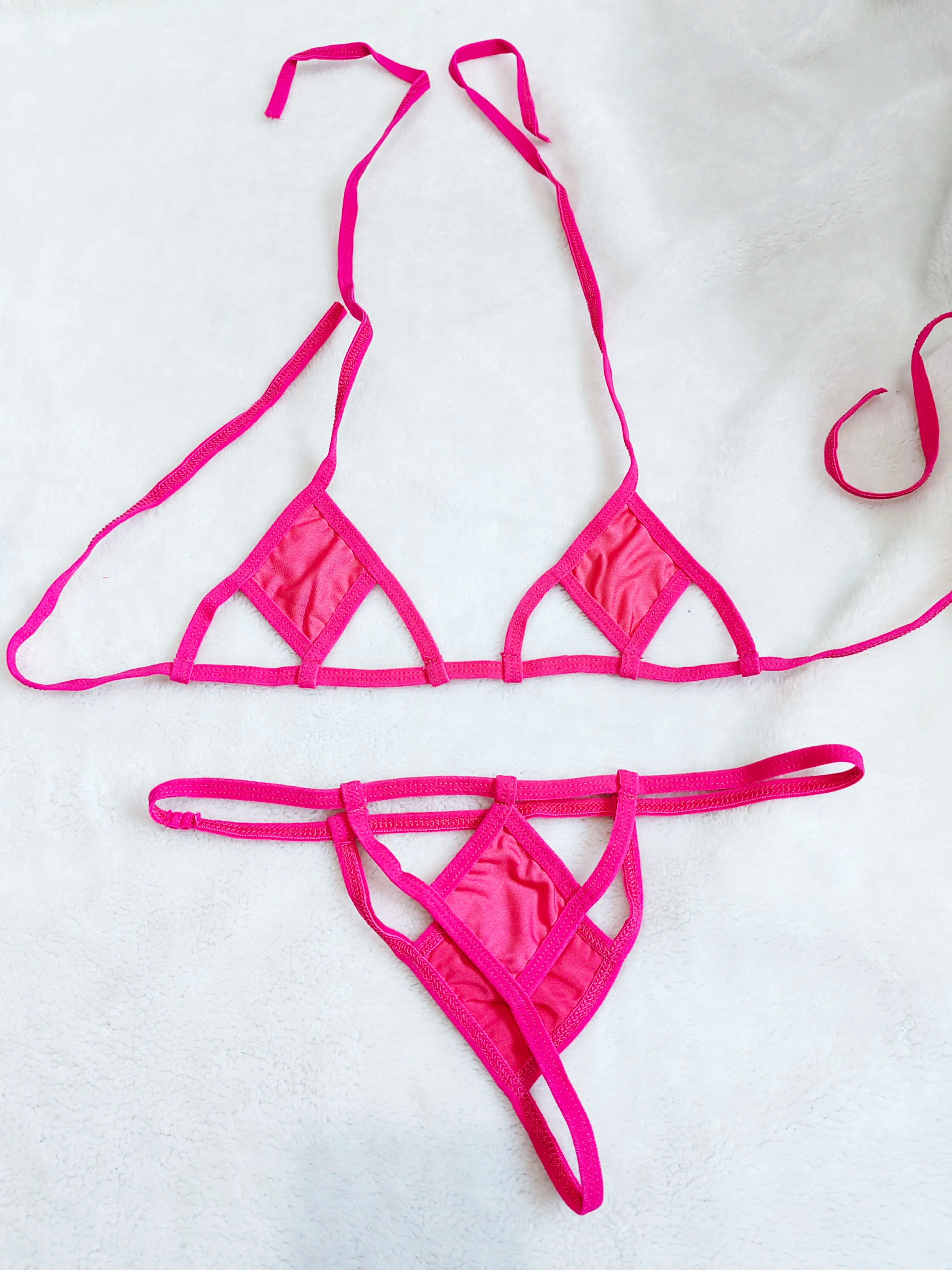 bikini diamond hollow colorful bra and panty swimwear set