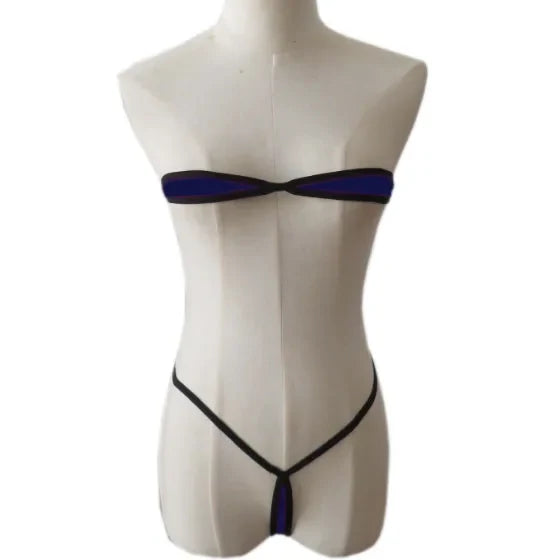 bikini lace-up lingerie milk silk fabric multi-colour bra tube top panties thong set