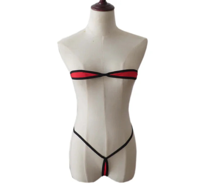 bikini lace-up lingerie milk silk fabric multi-colour bra tube top panties thong set