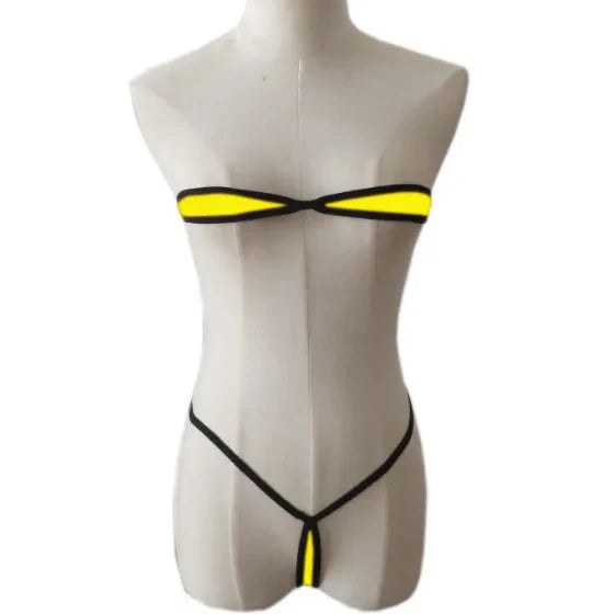 bikini lace-up lingerie milk silk fabric multi-colour bra tube top panties thong set