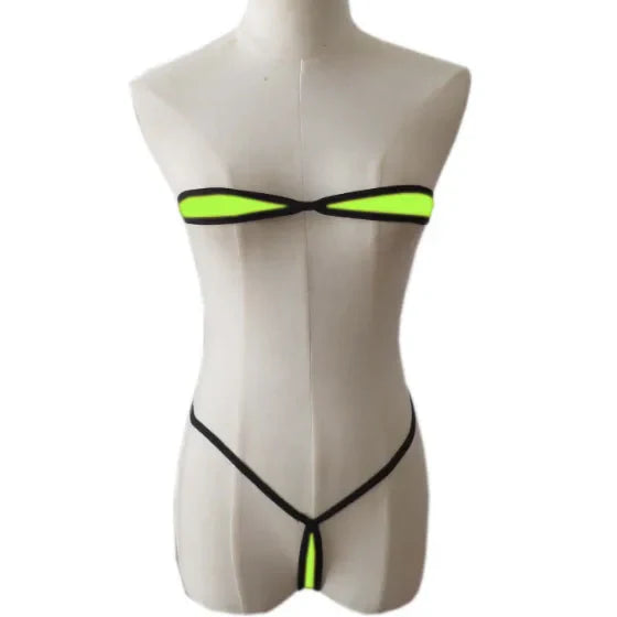 bikini lace-up lingerie milk silk fabric multi-colour bra tube top panties thong set