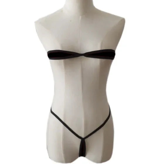 bikini lace-up lingerie milk silk fabric multi-colour bra tube top panties thong set
