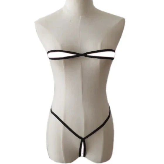 bikini lace-up lingerie milk silk fabric multi-colour bra tube top panties thong set