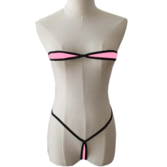 bikini lace-up lingerie milk silk fabric multi-colour bra tube top panties thong set