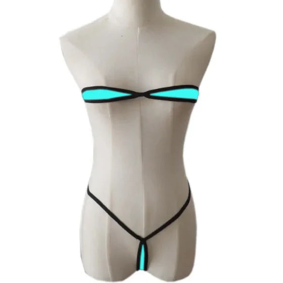 bikini lace-up lingerie milk silk fabric multi-colour bra tube top panties thong set