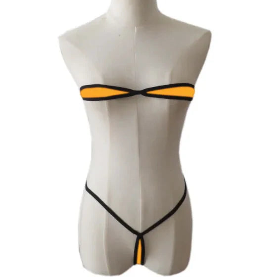 bikini lace-up lingerie milk silk fabric multi-colour bra tube top panties thong set