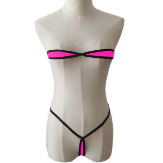 bikini lace-up lingerie milk silk fabric multi-colour bra tube top panties thong set