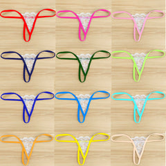 erotic lingerie lace panties swimwear T-back multi-colour elastic thong see-through swim shorts