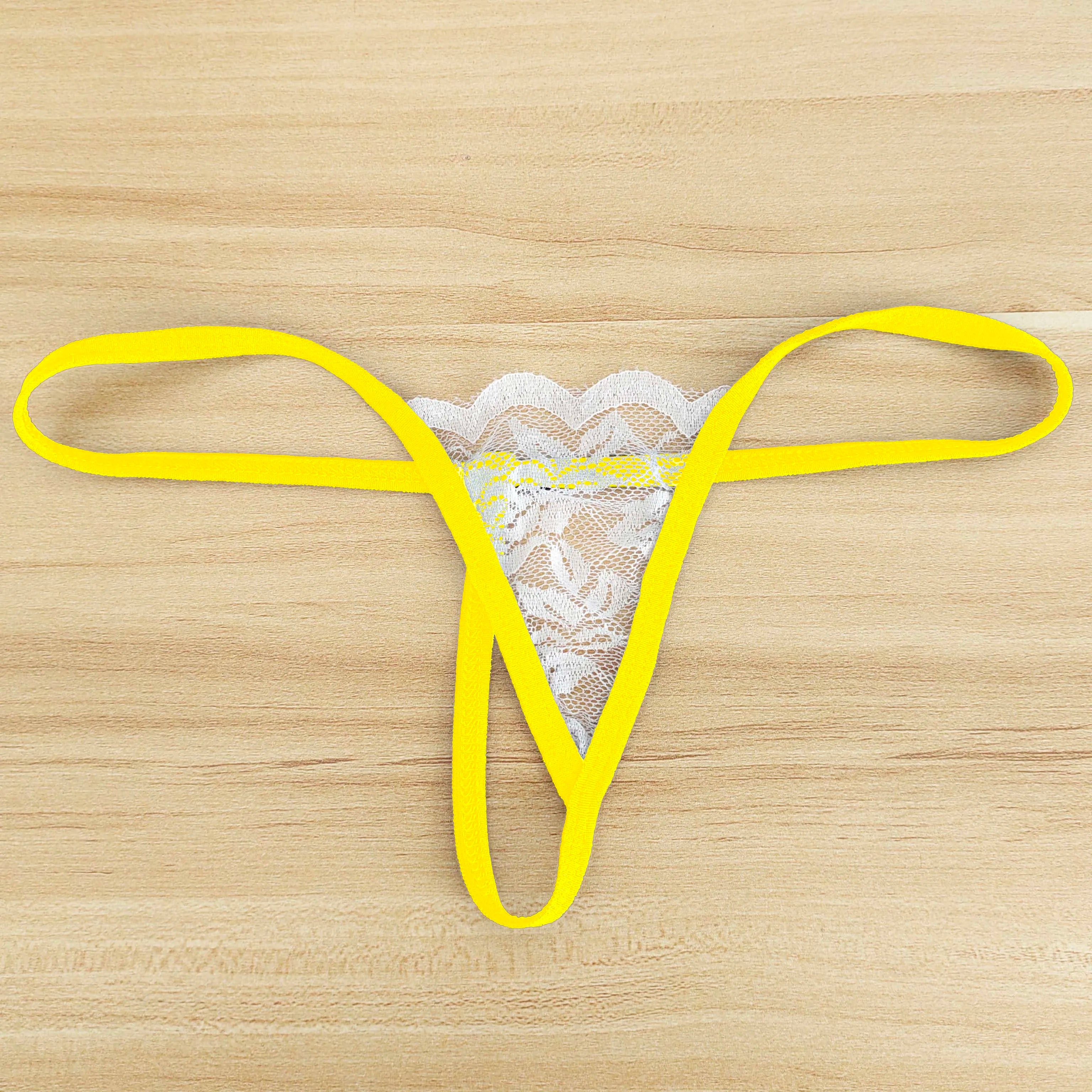 erotic lingerie lace panties swimwear T-back multi-colour elastic thong see-through swim shorts