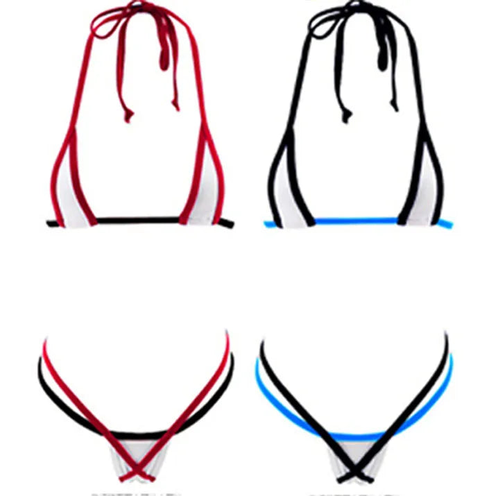 lingerie three-piece bikini see-through T-back seductive bra and panties thong swimsuit set
