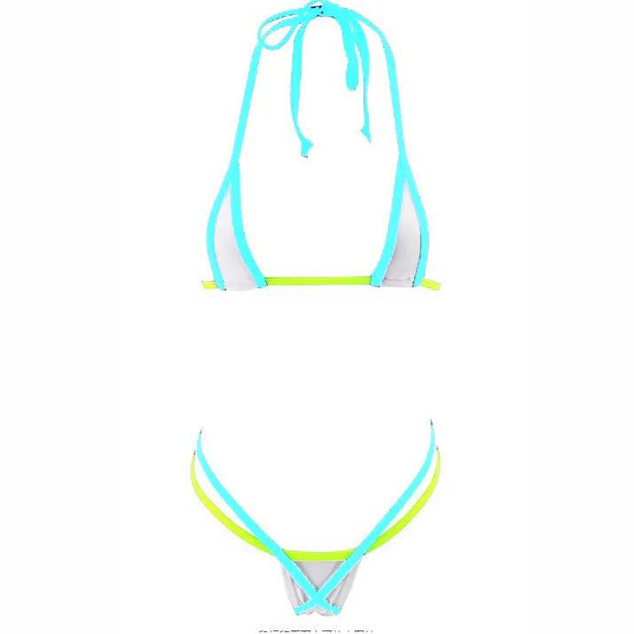 lingerie three-piece bikini see-through T-back seductive bra and panties thong swimsuit set