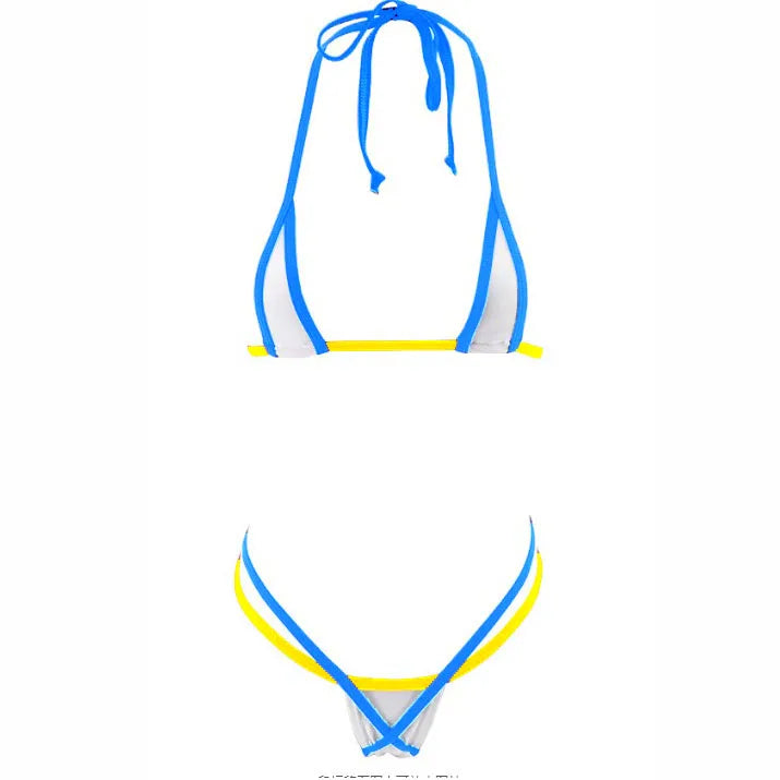 lingerie three-piece bikini see-through T-back seductive bra and panties thong swimsuit set