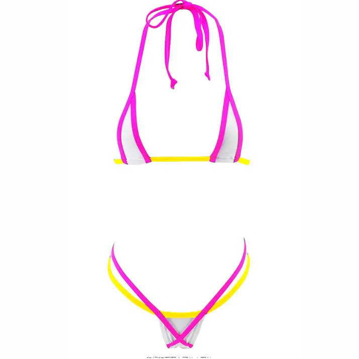 lingerie three-piece bikini see-through T-back seductive bra and panties thong swimsuit set