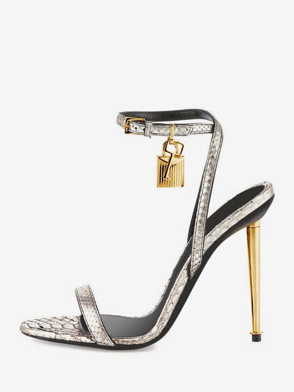 Women's Ankle Strap Stiletto Heel Sandals Prom Shoes With Lock