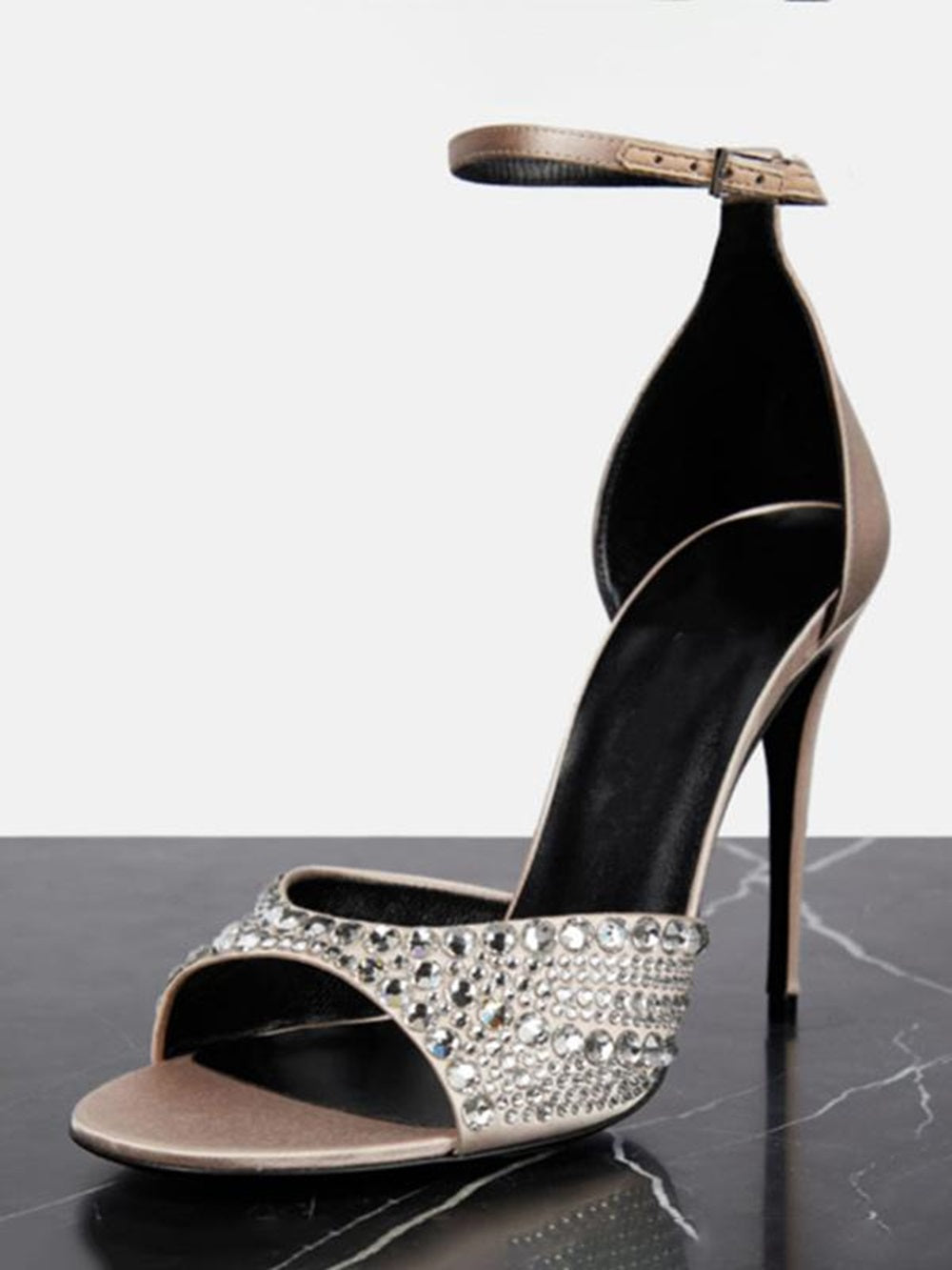 Women's Heel Sandals Peep Toe Rhinestones Stiletto Heel Ankle Strap Prom Shoes
