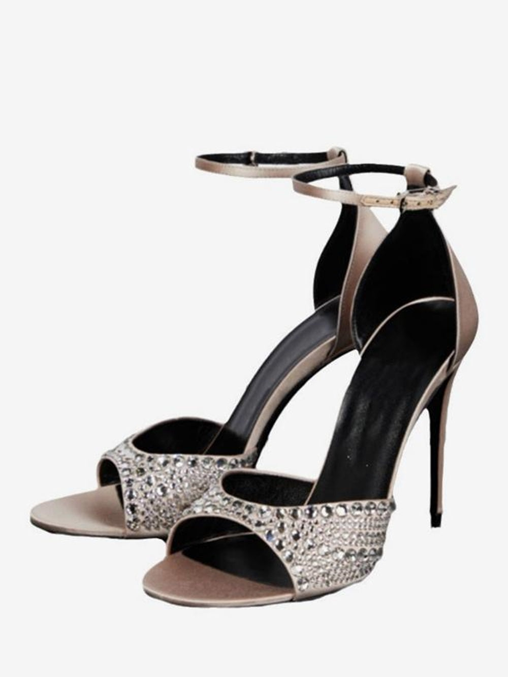 Women's Heel Sandals Peep Toe Rhinestones Stiletto Heel Ankle Strap Prom Shoes
