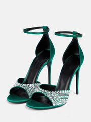 Women's Heel Sandals Peep Toe Rhinestones Stiletto Heel Ankle Strap Prom Shoes