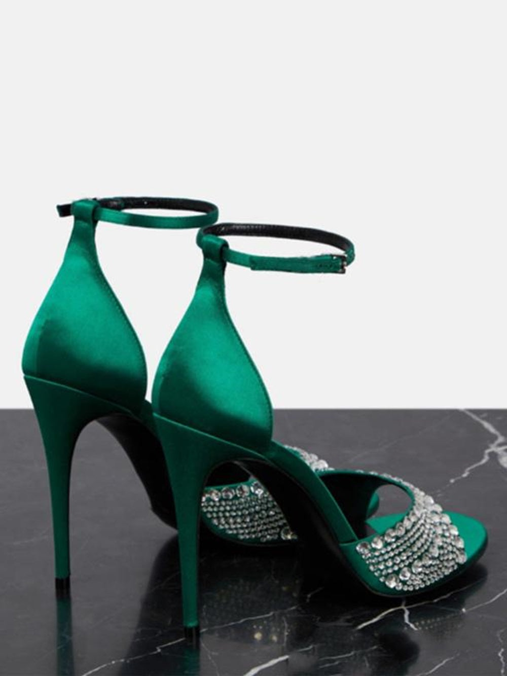 Women's Heel Sandals Peep Toe Rhinestones Stiletto Heel Ankle Strap Prom Shoes