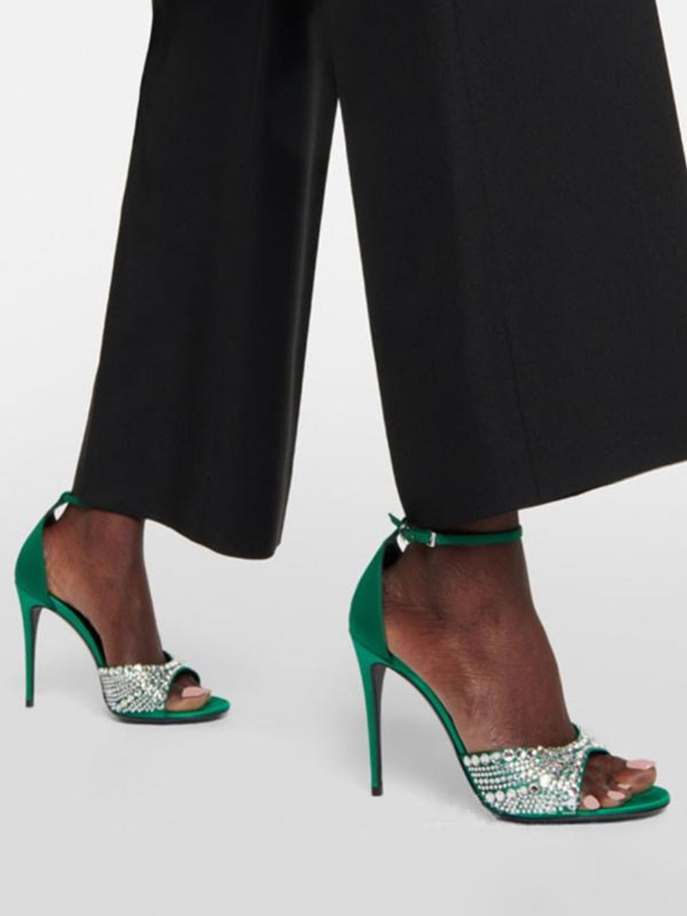 Women's Heel Sandals Peep Toe Rhinestones Stiletto Heel Ankle Strap Prom Shoes