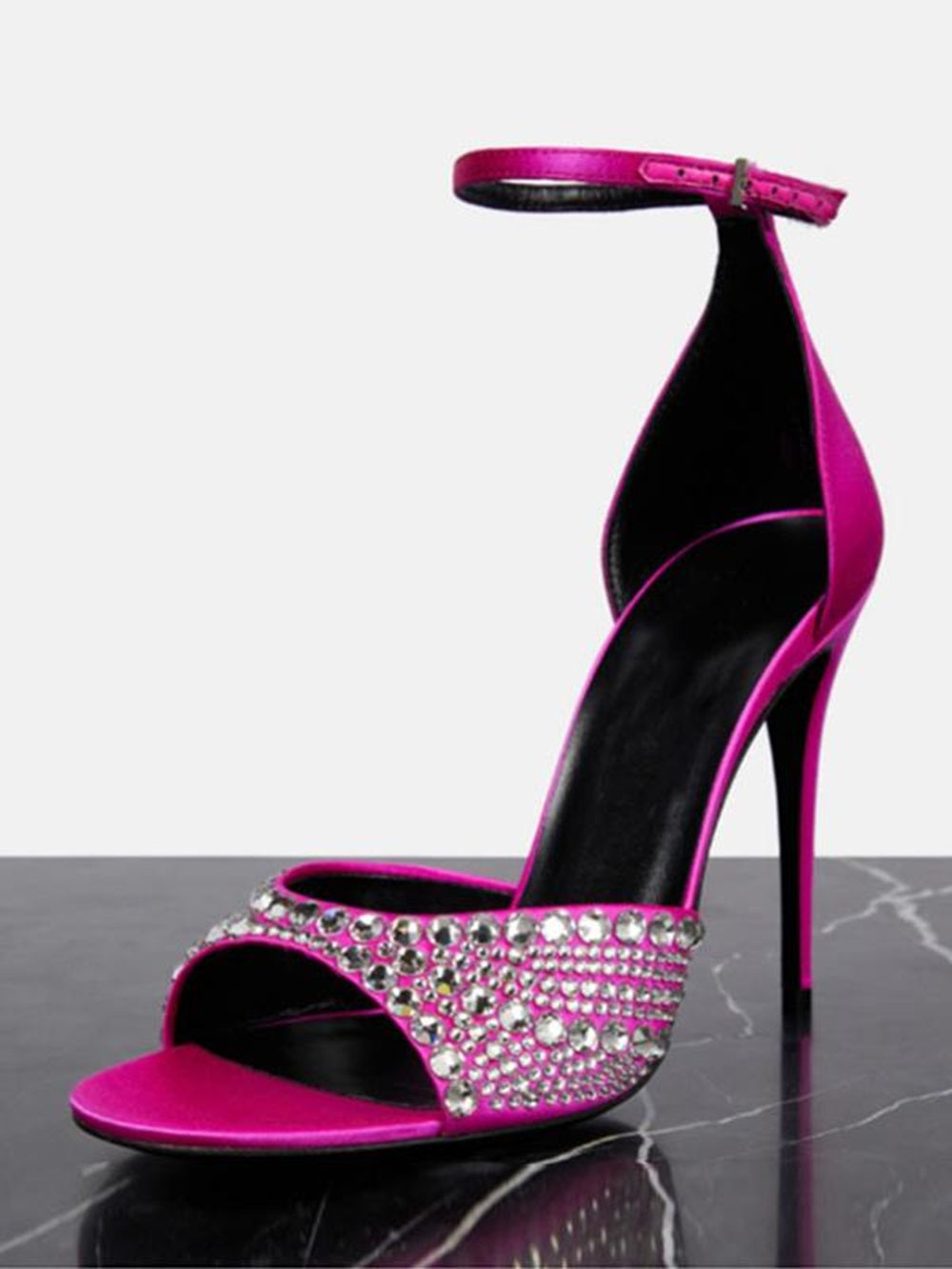 Women's Heel Sandals Peep Toe Rhinestones Stiletto Heel Ankle Strap Prom Shoes