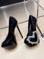 Women's High Heels Rhinestones Stiletto Heel Patent Leather Pumps In