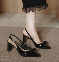 Formal Genuine Personality Leather Buckle Square Toe Thick Sandals