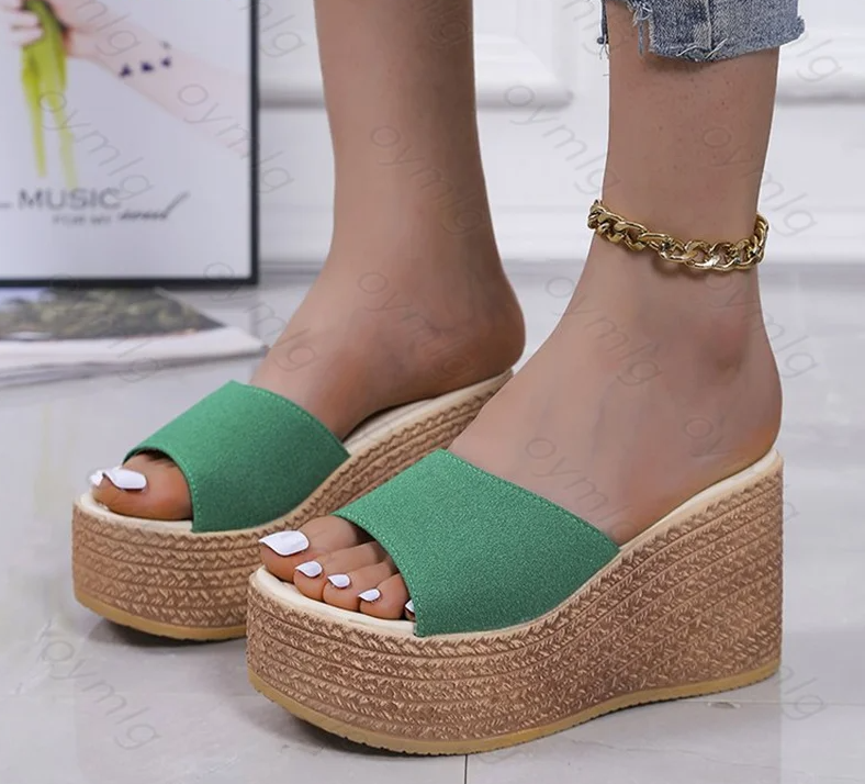 fashion sandals car line non-slip holiday beach seaside slope heel comfortable sandals