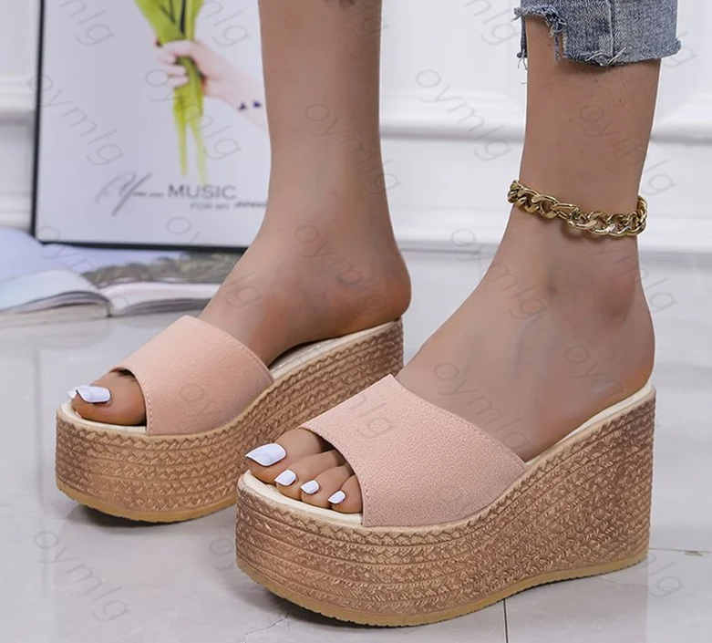 fashion sandals car line non-slip holiday beach seaside slope heel comfortable sandals