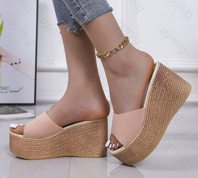 fashion sandals car line non-slip holiday beach seaside slope heel comfortable sandals