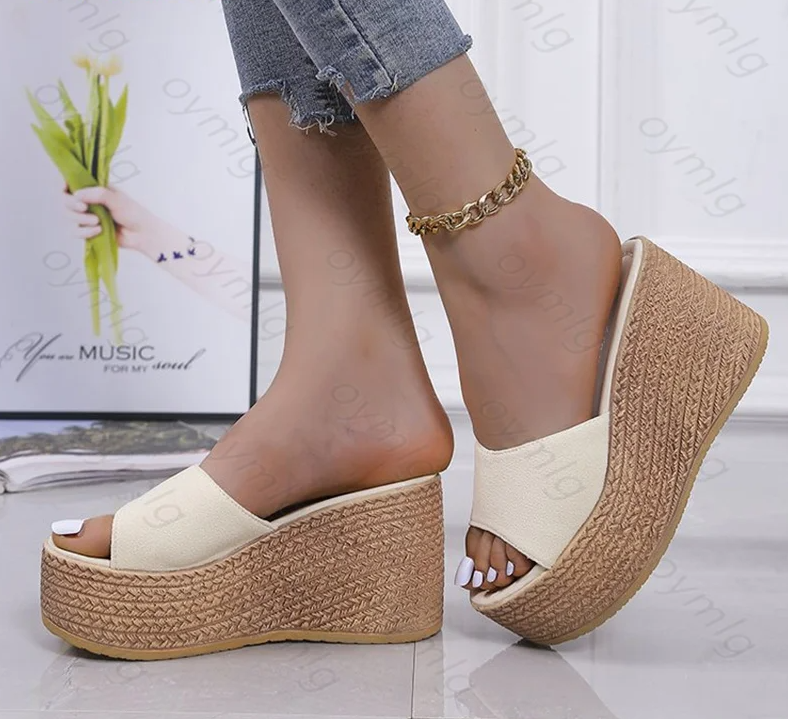 fashion sandals car line non-slip holiday beach seaside slope heel comfortable sandals