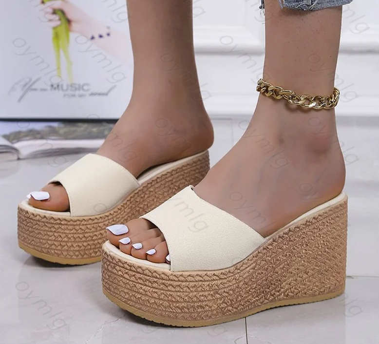 fashion sandals car line non-slip holiday beach seaside slope heel comfortable sandals