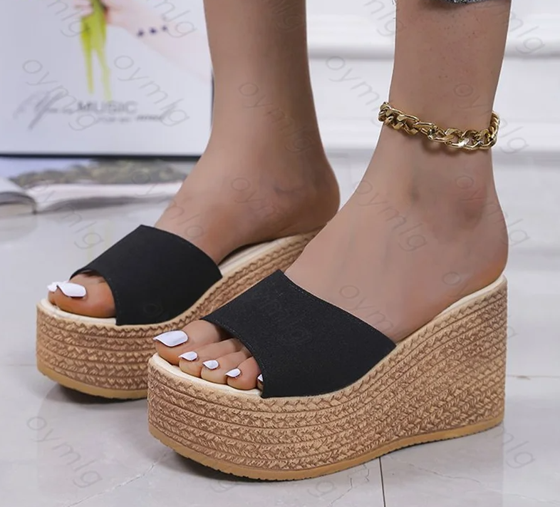 fashion sandals car line non-slip holiday beach seaside slope heel comfortable sandals