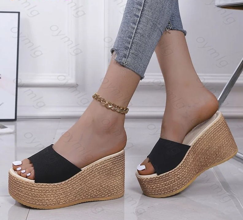 fashion sandals car line non-slip holiday beach seaside slope heel comfortable sandals