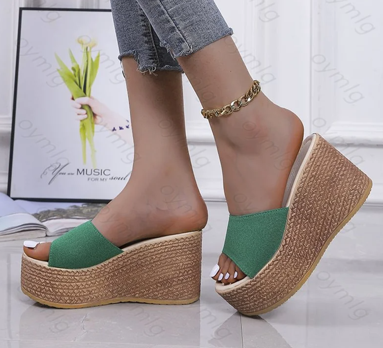 fashion sandals car line non-slip holiday beach seaside slope heel comfortable sandals