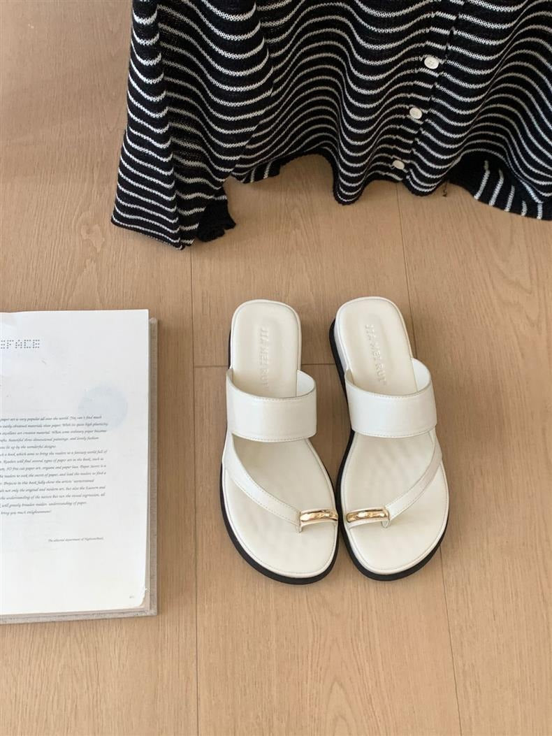 Formal Designer Clip Toe Chunky Flip Flops High Heels Sandals