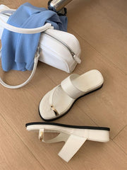 Formal Designer Clip Toe Chunky Flip Flops High Heels Sandals