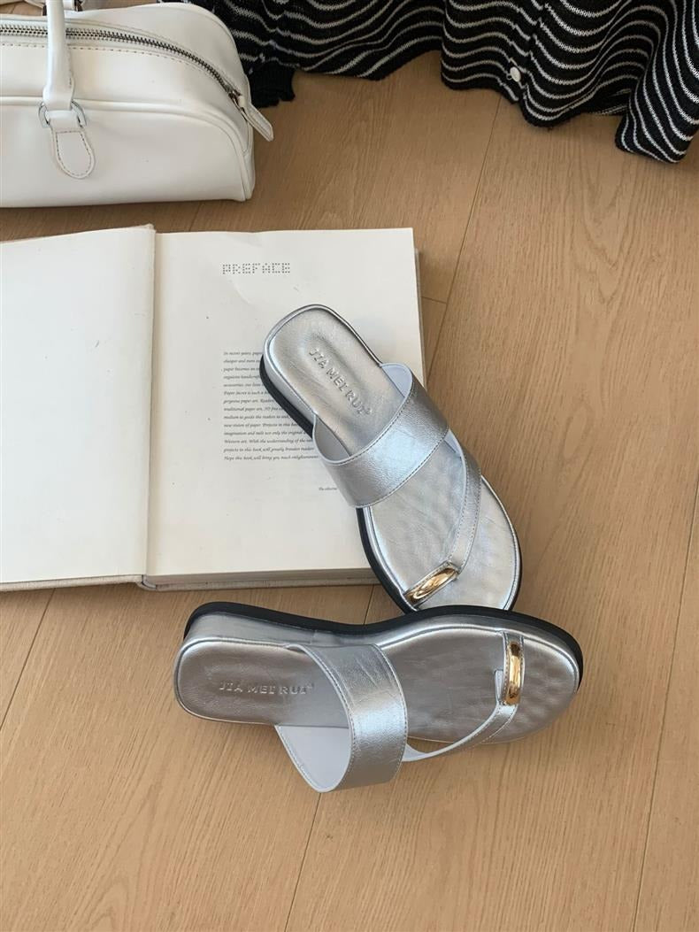 Formal Designer Clip Toe Chunky Flip Flops High Heels Sandals